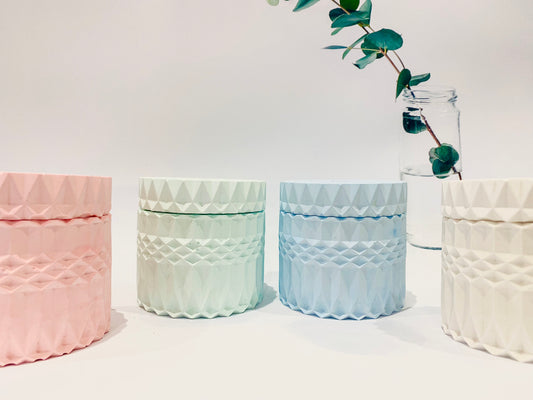 Geometric stone vessel x 4